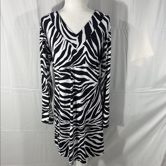IBKUL Dresses & Skirts - IBKUL Zebra Print Long Sleeve Dress Size Large